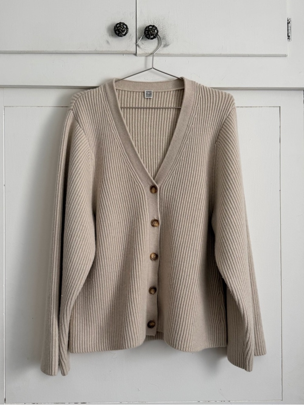 Toteme V Neck Lambswool Rib Cardigan
